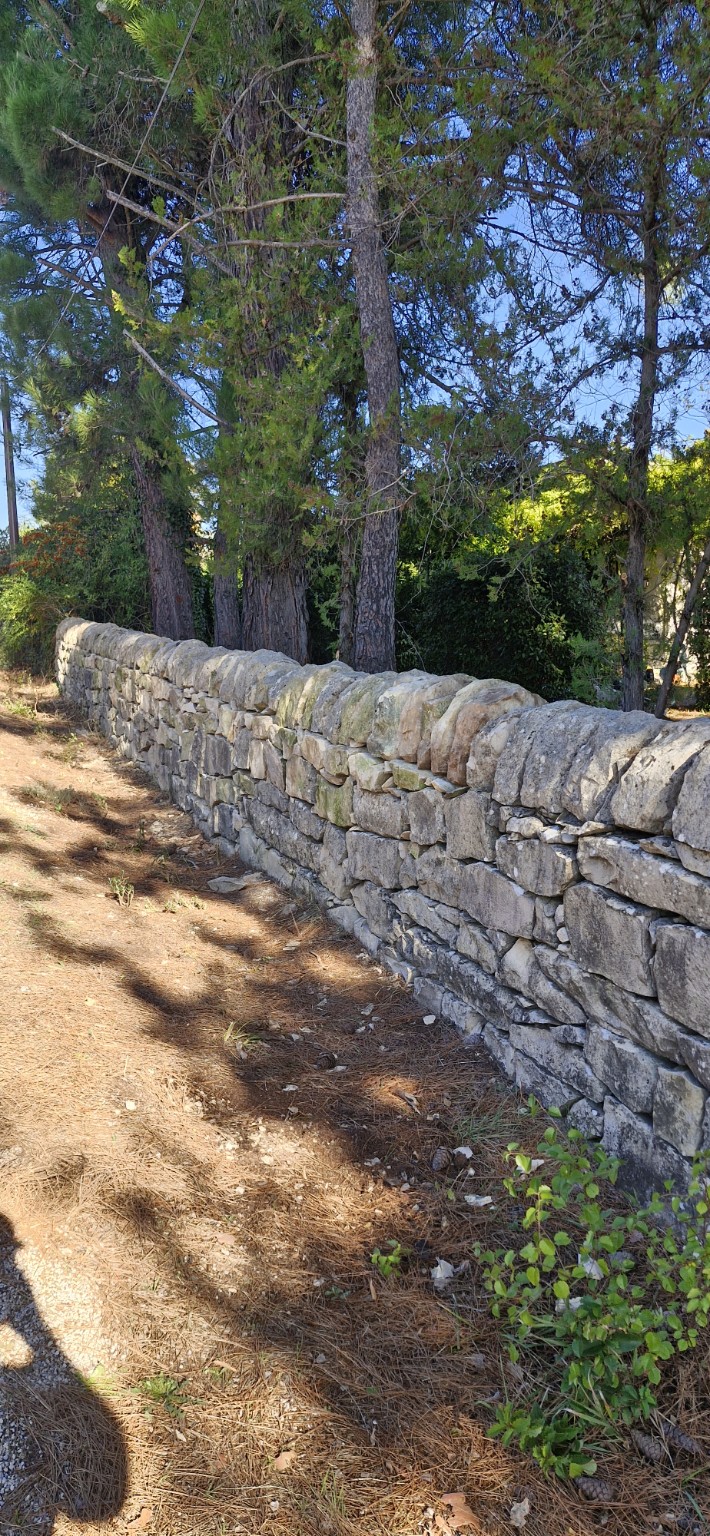 Mur en pierre sèche restauré par LT BAT 34 à Valflaunès